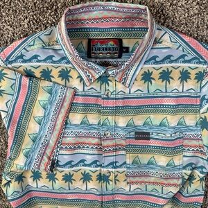 Burlebo Men's Medium Short Sleeve Button-Up Shirt Hawaiian Beach Tropical Print